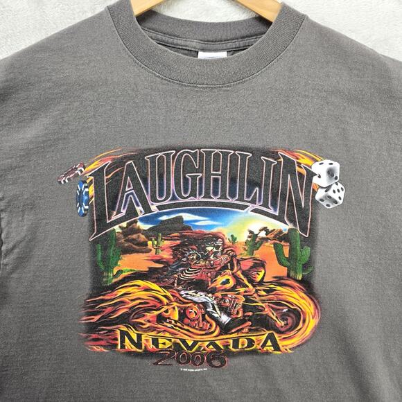 Vintage Laughlin River Run Shirt Large Y2K Skull Harley Davidson Motorcycle 2006 - Picture 1 of 8